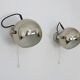 Pair of tilting eyeball chrome wall lights. Diameter 20cm - 7.87"