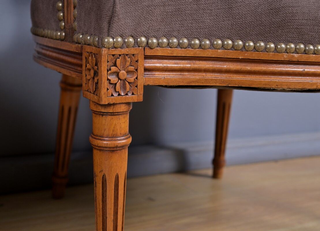 Pair of stained beech armchairs, Louis XVI style – 1950