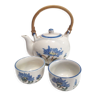 Service à thé chinoisant théière 2 tasses grès vernissé
