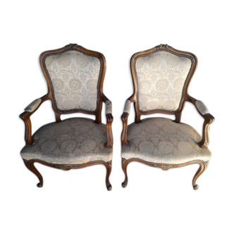 Pair of convertible armchairs Louis XV style 1940's era