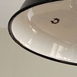Suspension antique lampshade in black enamelled sheet metal.