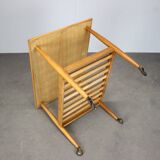 Restored Danish teak rolling table with shelf, 1960s