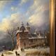 Huge oil painting on canvas Dutch school winter landscape 164x132