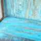Blue wooden showcase