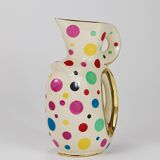 Boch Frères Pichet / Mid-Century Jug in Gold and Polka Dots, Belgium, 1950s