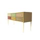 Mid-Century Modern Solid Wood and Colored Glass Italian Sideboard
