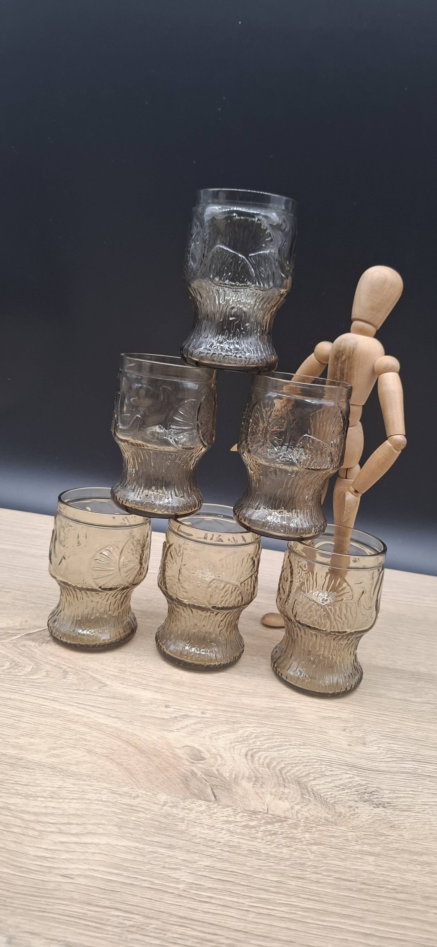 Set of 6 Italian amber glasses