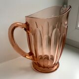 Pink pitcher in molded glass 50s