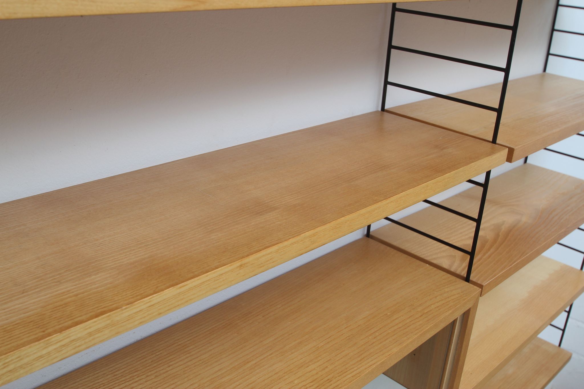 1960s wall unit in ash with vitrine, Nisse Strinning/Sweden