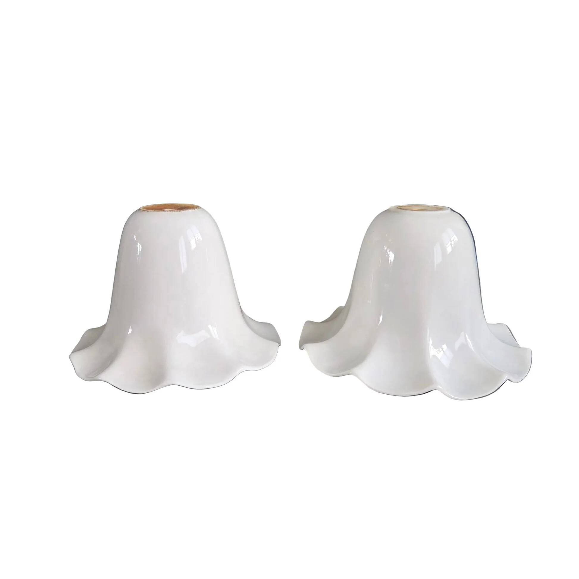 Pair of tulip lampshades in porcelain