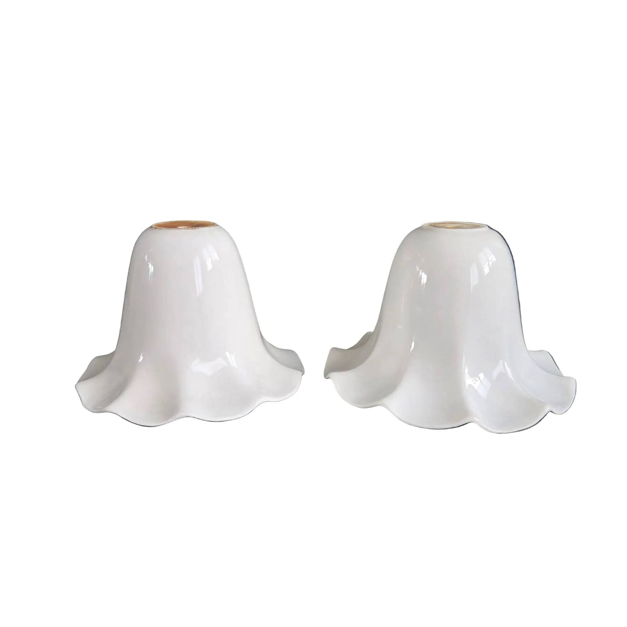 Paire d'abat-jour tulipe en porcelaine