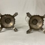Paire de vases soliflore en verre emaille pied griffe en régule napoleon III