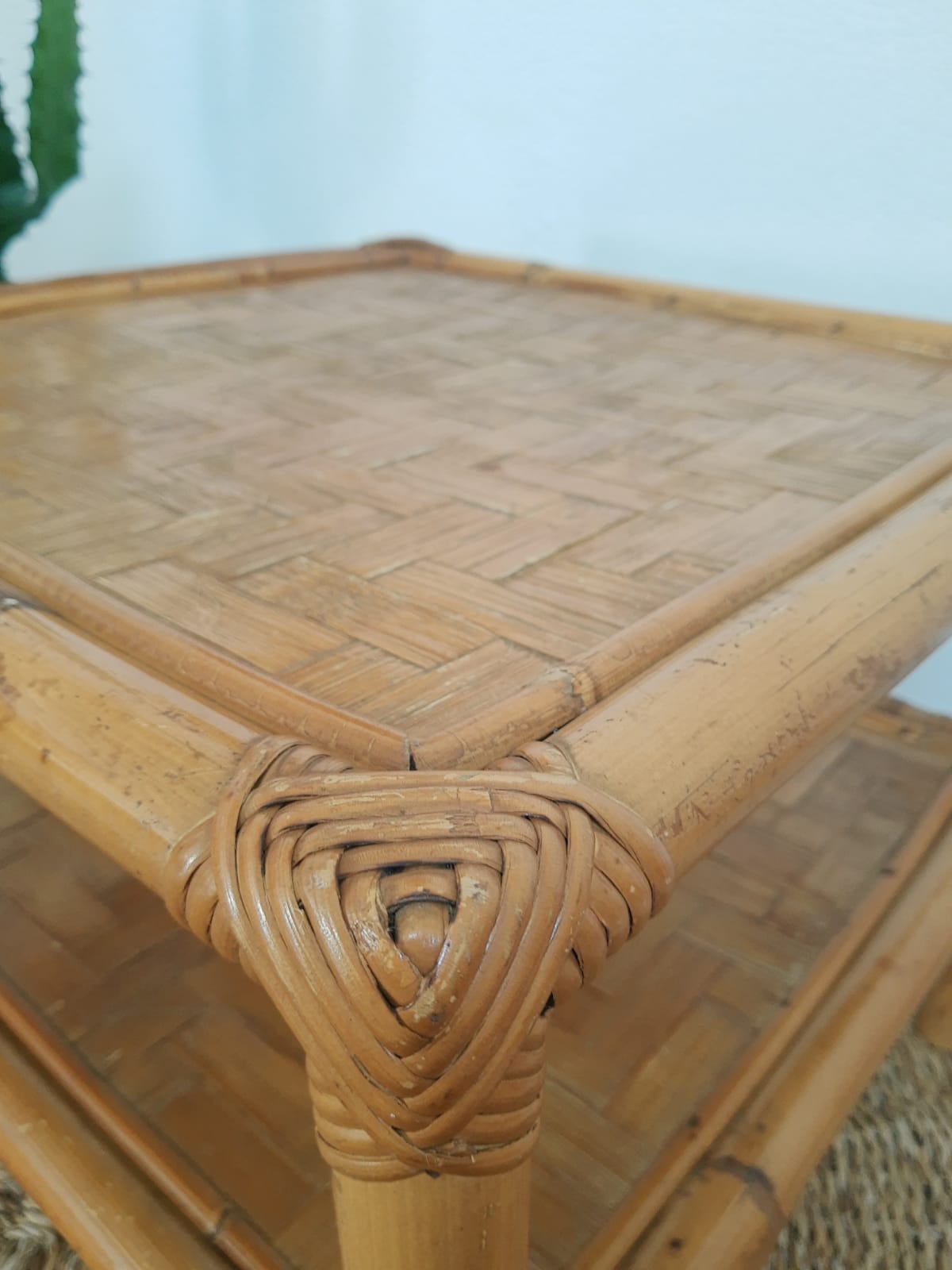 Square bamboo coffee table 70s - vintage