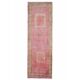 1970s Vintage Turkish Hand-Knotted Wool Cotton Pink Runner Rug 110x361