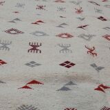 Tapis blanc à motifs berbères fait main 200x145cm