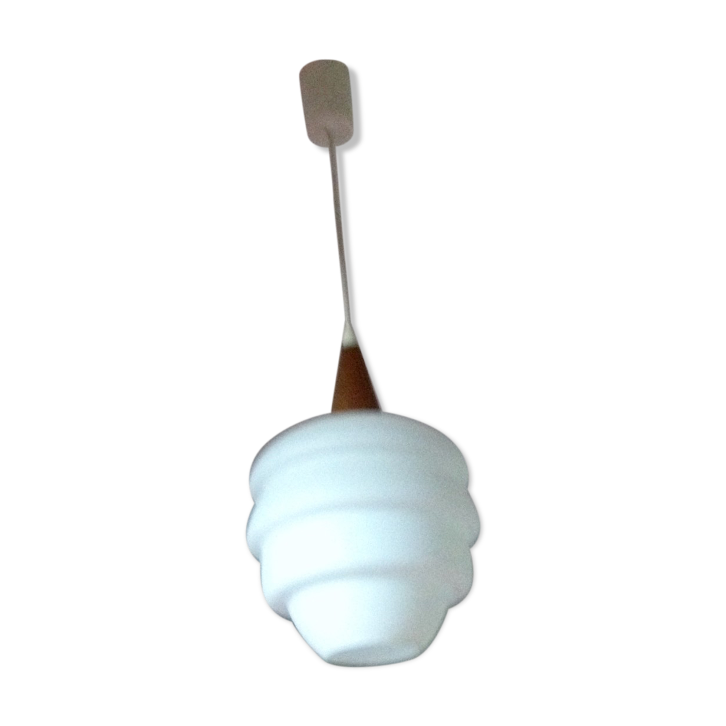 Scandinavian teak and opaline suspension 1950-1960