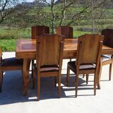 Walnut table with extensions, 6/10 people