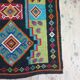 Handwoven vintage accent geometrical rug, colorful wool, Romanian carpet 220x146cm