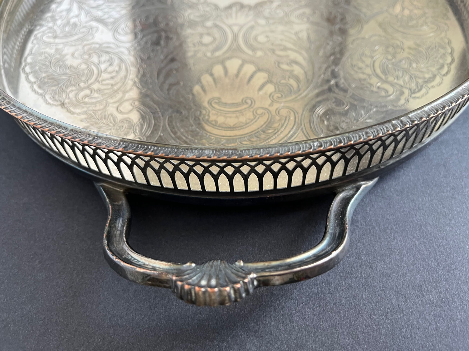 Silver metal serving tray