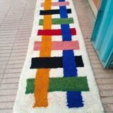 Handmade natural wool hallway rug, size 75 x 300 cm