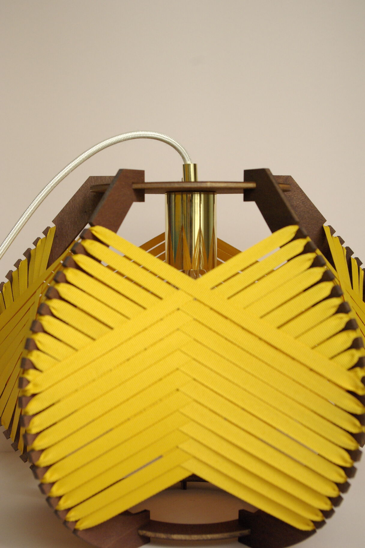 Yellow woven lamp to install
