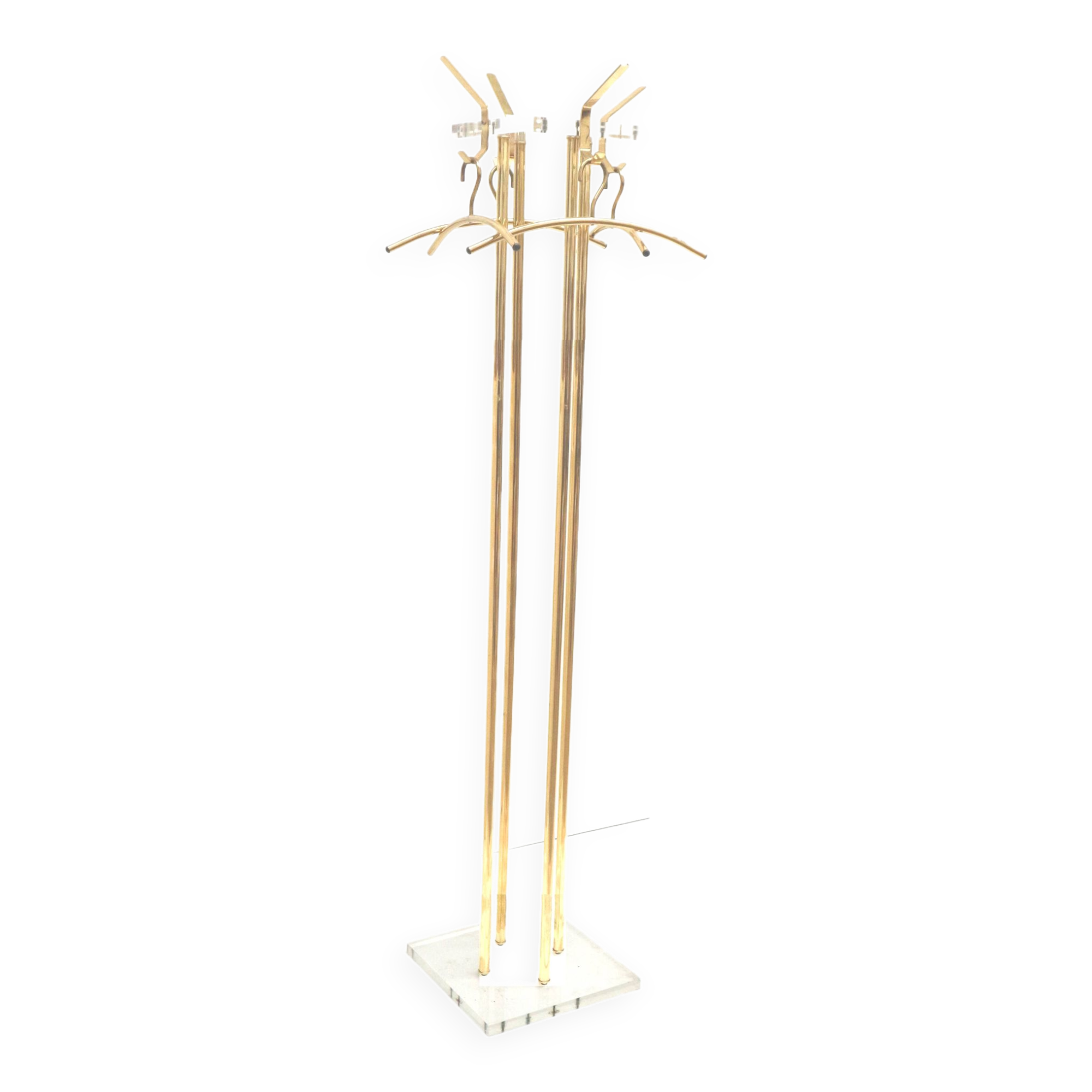 Porte-manteau vintage sur pied Hollywood Regency en plexiglas et métal datant des années 1970