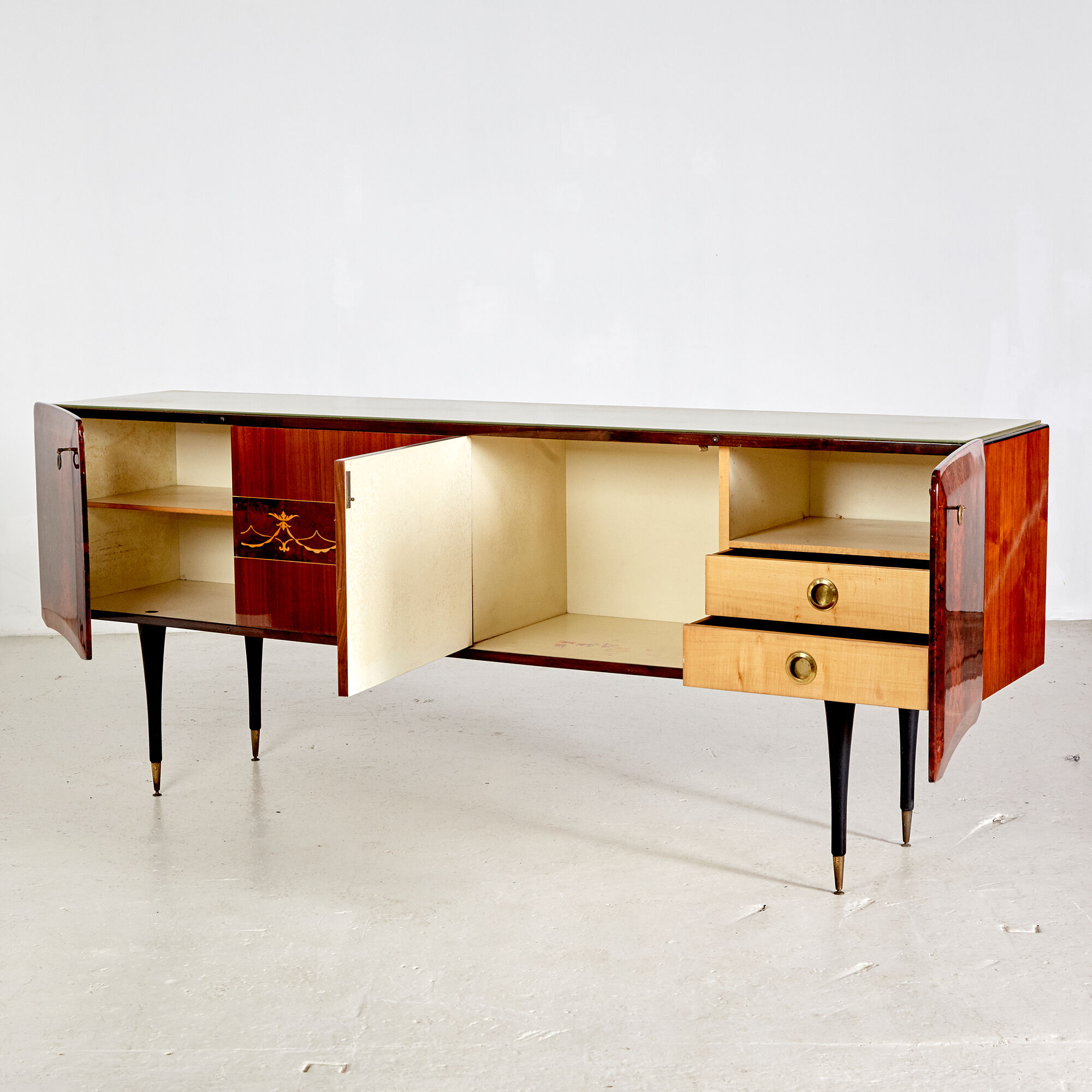 Italian walnut sideboard with mirror