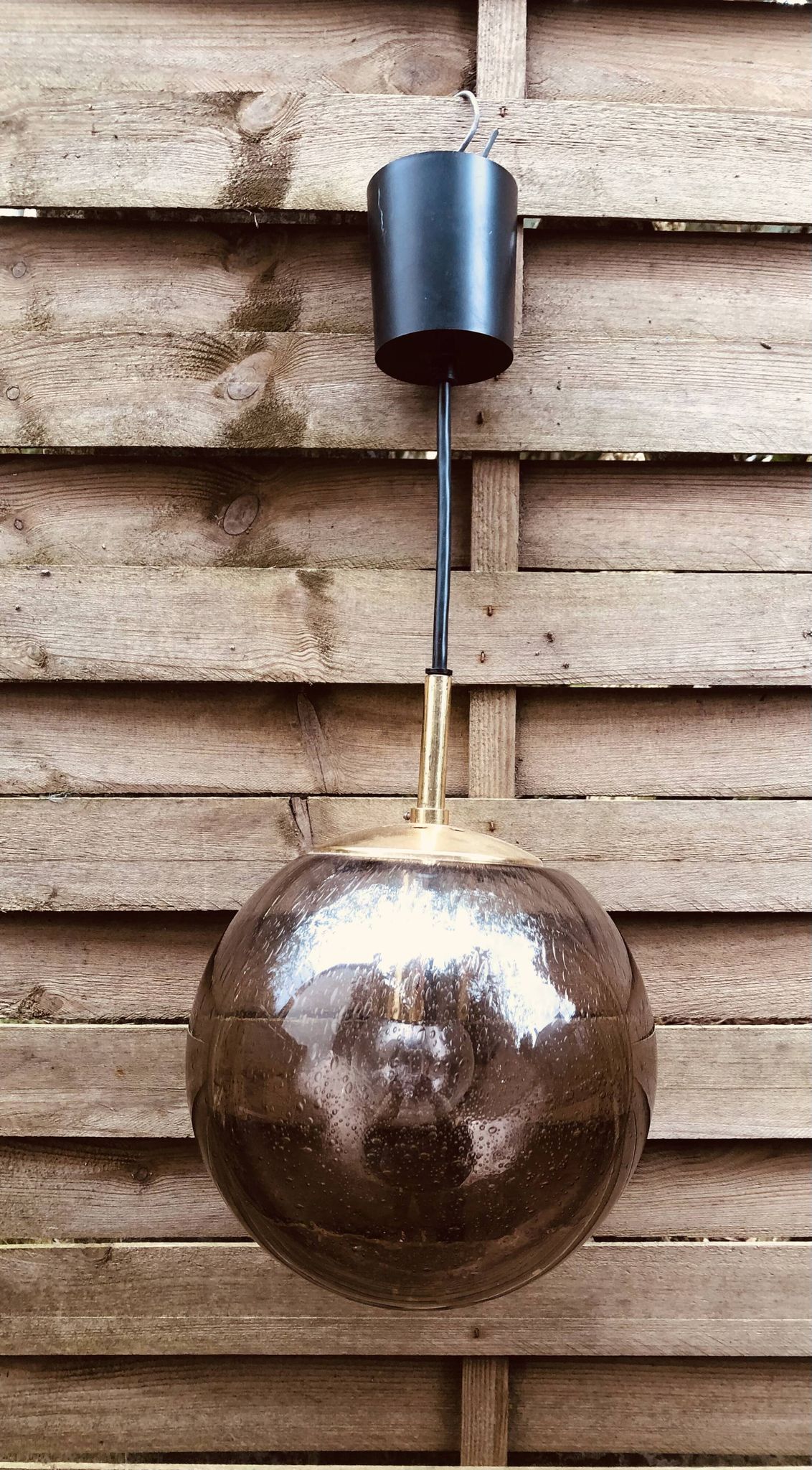 Yellow glass pendant lamp from Biot, 1970s