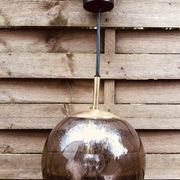 Yellow glass pendant lamp from Biot, 1970s