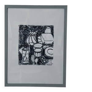 Tableau nature morte - encre