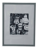 Still life in ink and oil pastel