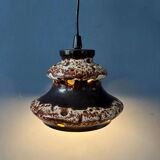 Brown and beige West Germany ceramic fat lava pendant lamp