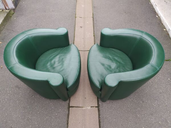 paire De fauteuils En cuir 1980