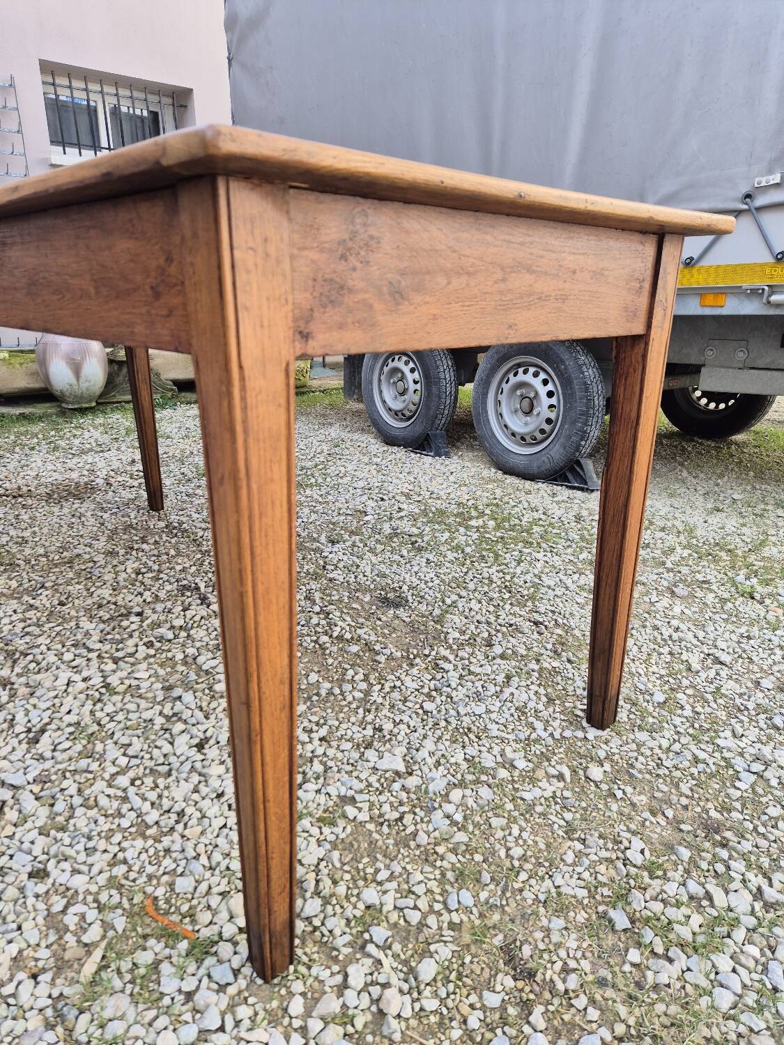 Antique rustic farmhouse table in solid oak, 19th century