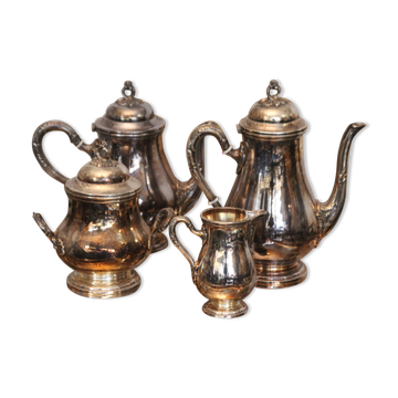 Silver metal tea and coffee set