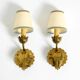 Two beautiful original Mid Century Modern floral wall lamps made of brass w
