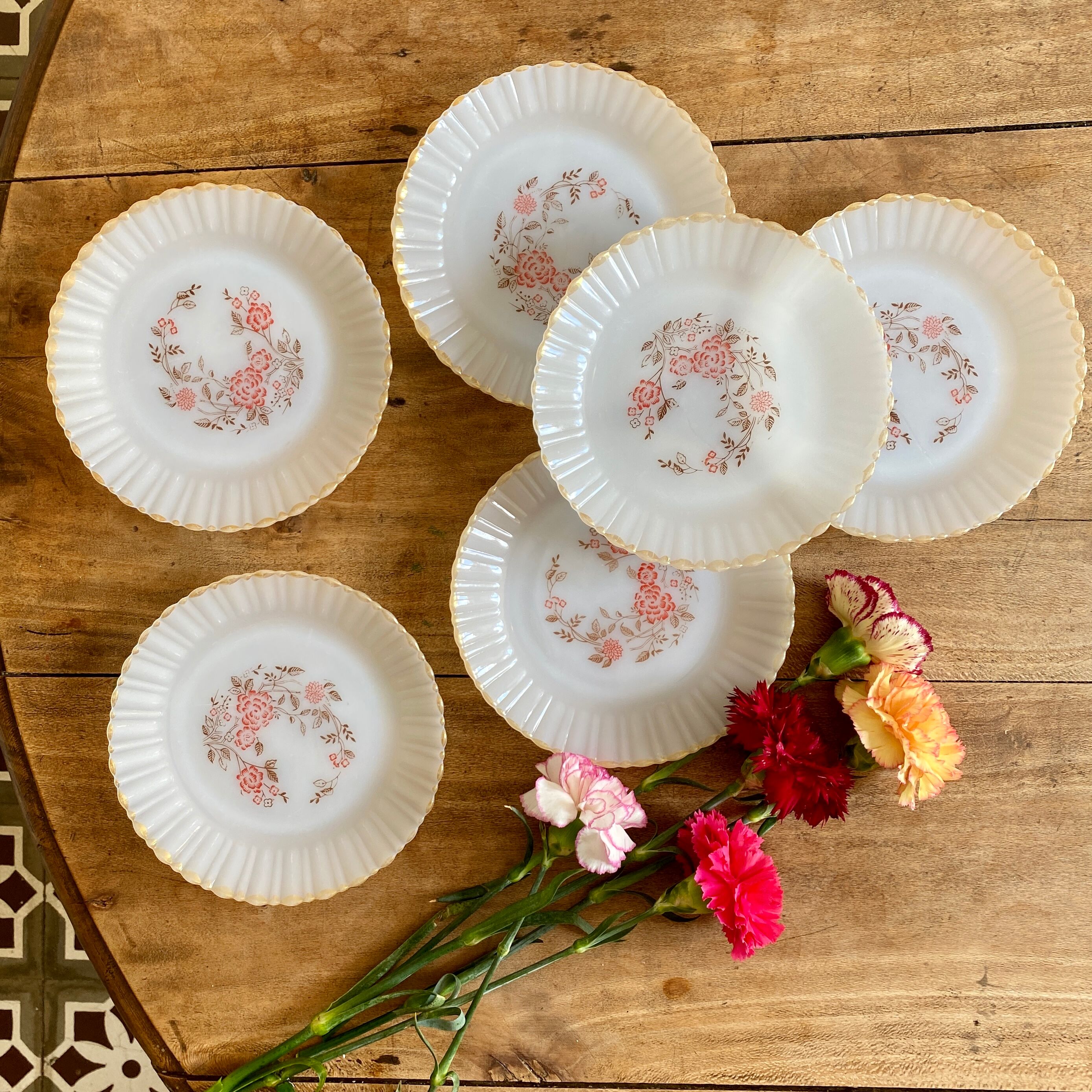 Lot de 6 assiettes à dessert vintage Termocrisa