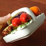 Vintage ceramic pot, fruit decor, Portugal