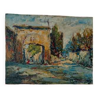Oil painting on impressionist cardboard, france, early 1900s