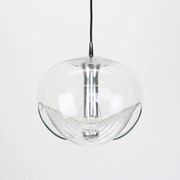 Large transparent glass pendant light by Koch & Lowy, Peill & Putzler, Germany, 1970.