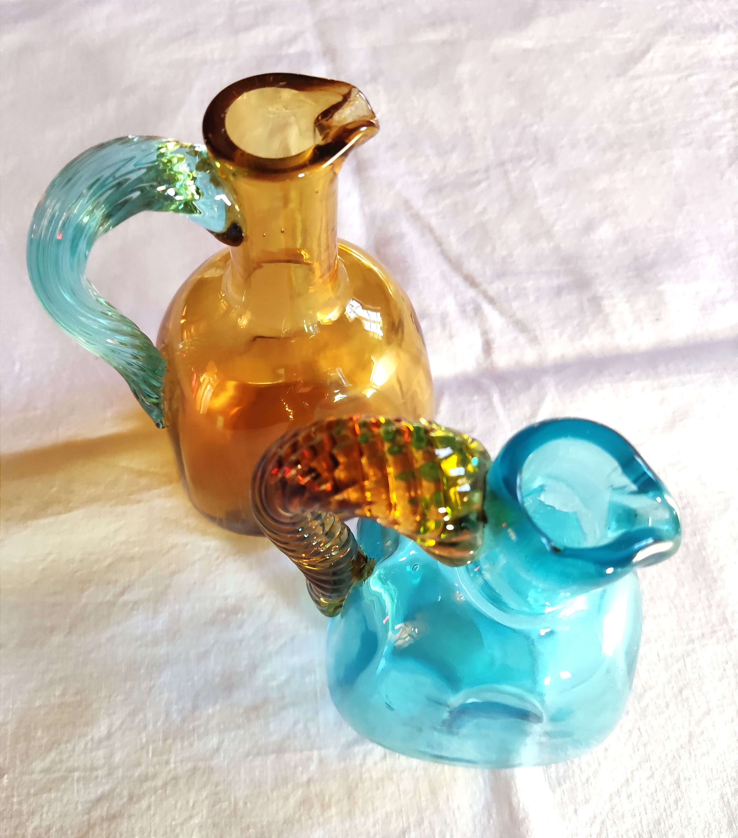 2 antique glass pitchers Georges Sand