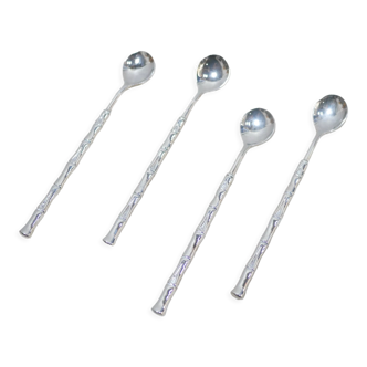 Series of 4 vintage silver metal mocha spoons