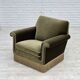 Fauteuil danois des années 1970, velours vert d'origine.
