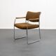 Fauteuil, années 1960, structure en métal chromé, accoudoirs en teck