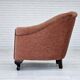 Fauteuil danois des années 1960, velours d'ameublement rose saumon, pieds en frêne.