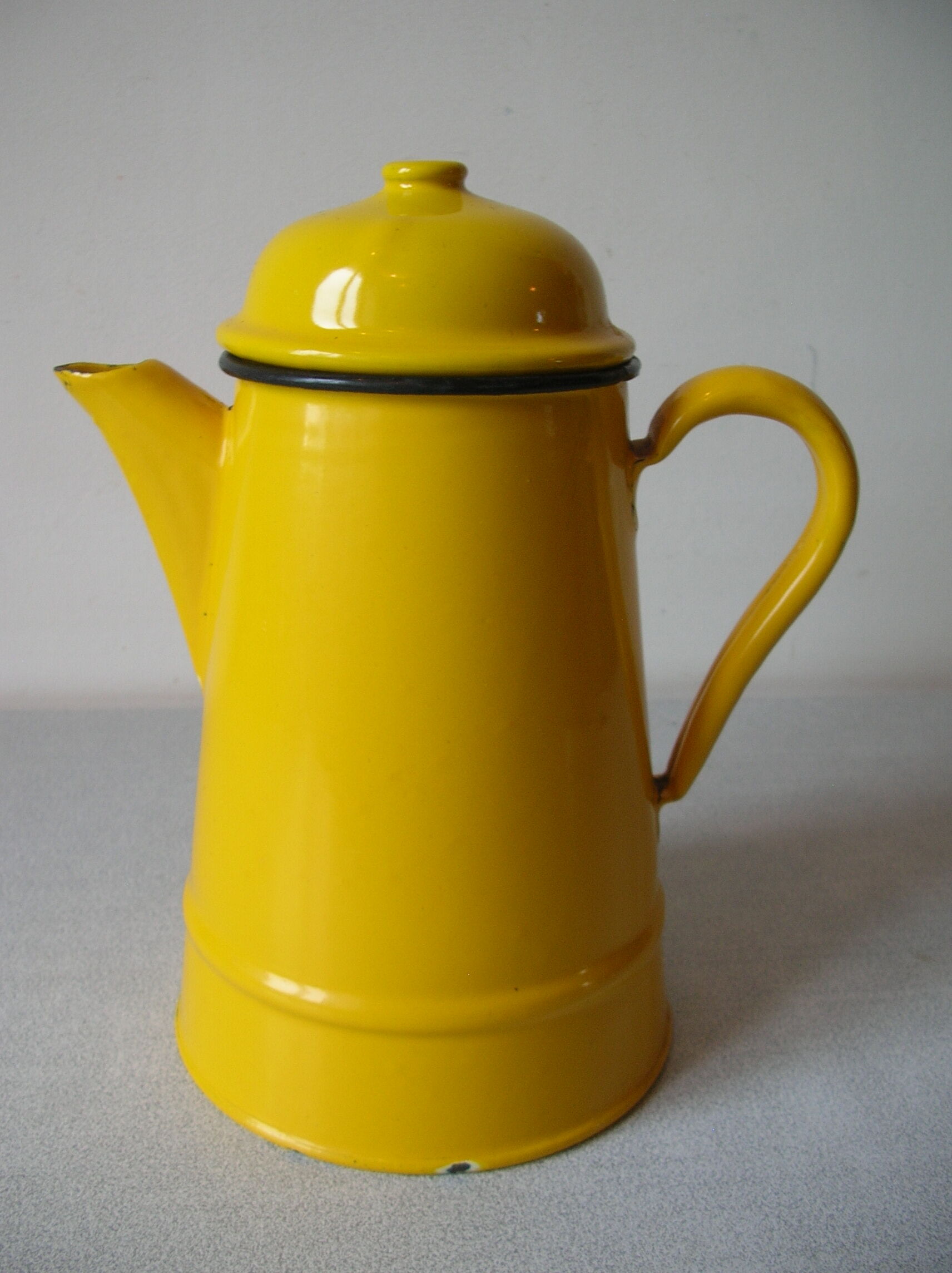 Old yellow enamelled coffee maker Made in Poland deco kitchen countryside farm