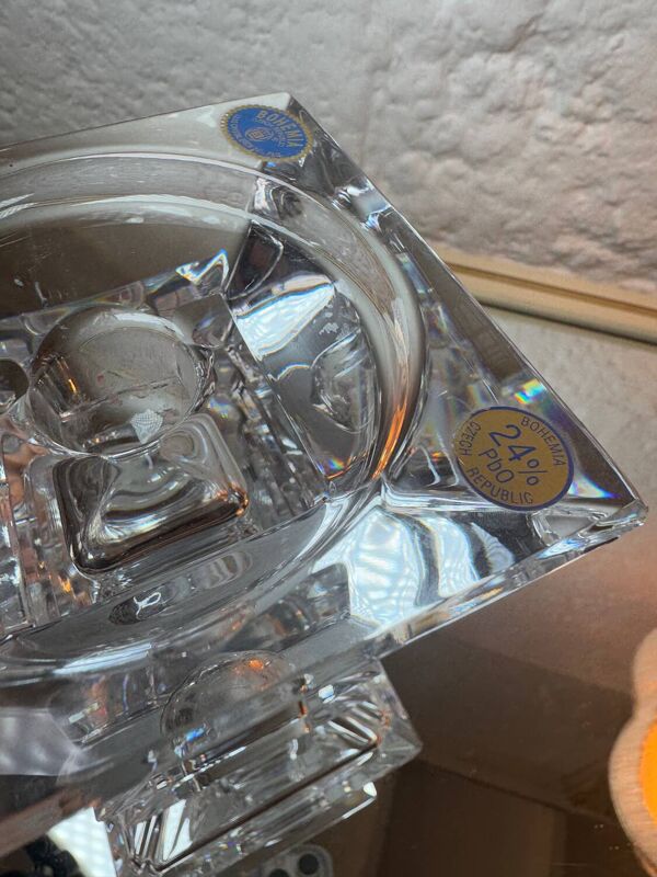 Bougeoir vase cristal de Bohème années 70