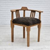 1950s, Danish design, reupholstered armchair, New Zealand sheepskin, oak wood.