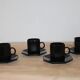 4 black coffee cups and saucers Arcoroc Octime – Esso vintage collection from the 1980s