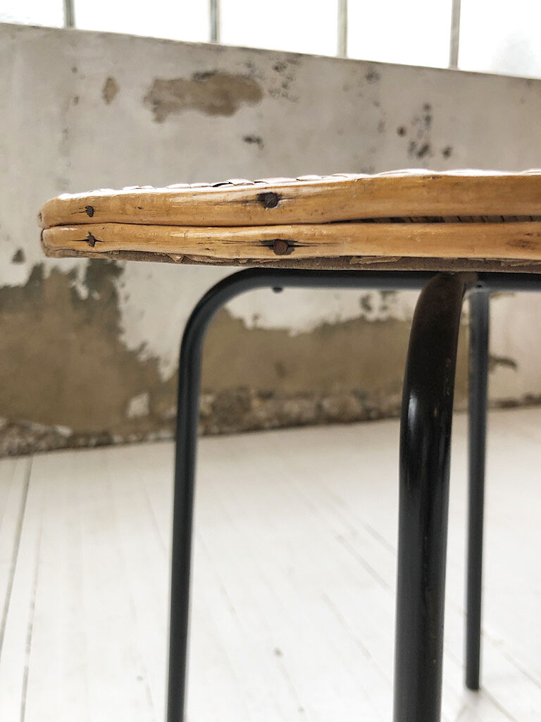 Wicker and metal coffee table